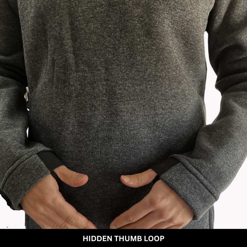 Fleece Pullover Hoodie Dark Grey Marle - Image 4