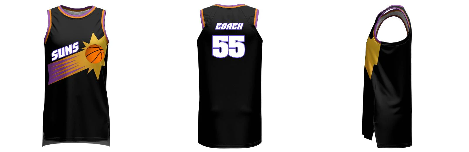 SUNS SlimFit HP Split Basketball Singlet Design Your Own Custom