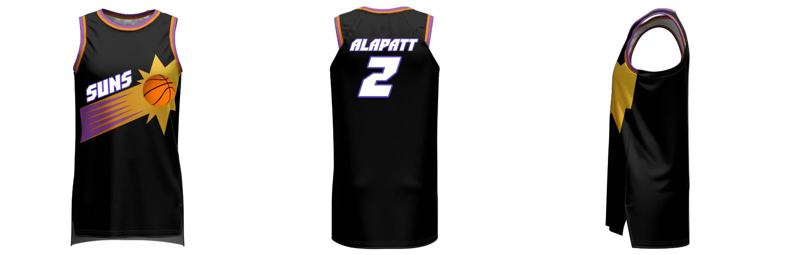 SUNS SlimFit HP Split Basketball Singlet Design Your Own Custom