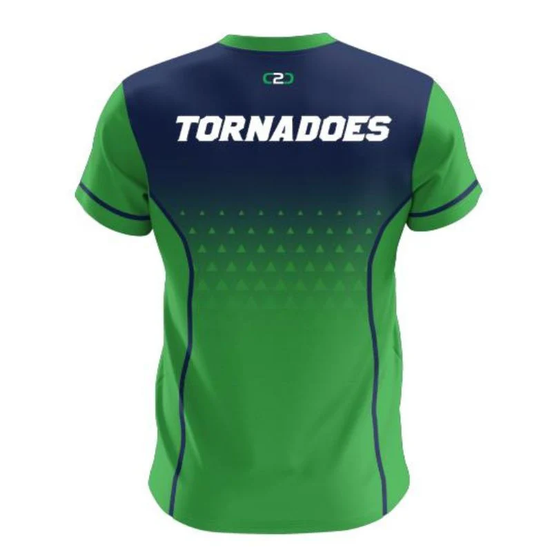 Tuggeranong Netball Warmup Shirt Short Sleeve Green Navy - Image 2