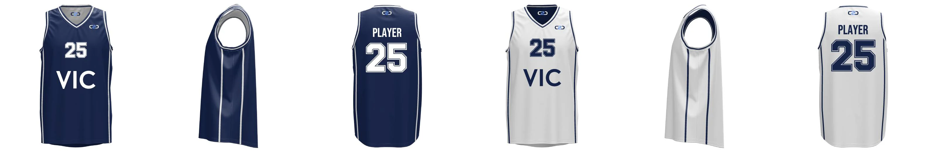 VIC Core V-Neck Reversible Basketball Singlet Navy and White Design Your Own Custom