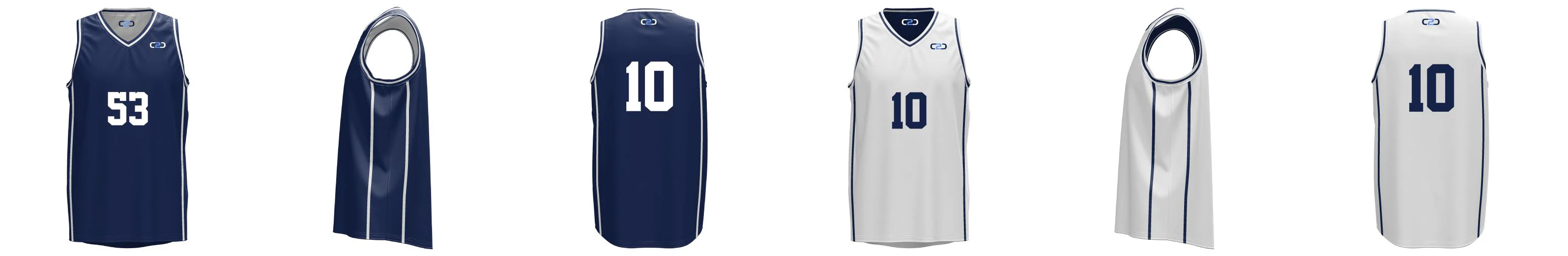 VIC Core V-Neck Reversible Basketball Singlet Navy and White Design Your Own Custom