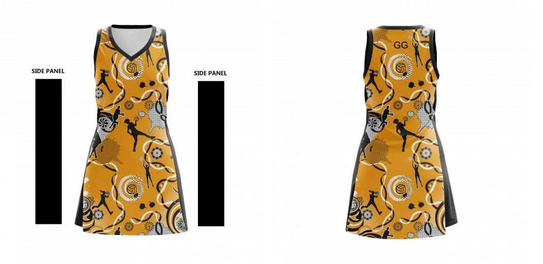 Zest Netball Dress Gold/Black