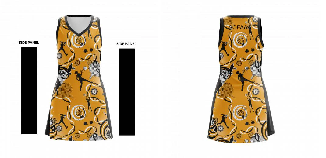 Zest Netball Dress Gold/Black