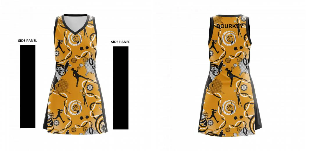 Zest Netball Dress Gold/Black